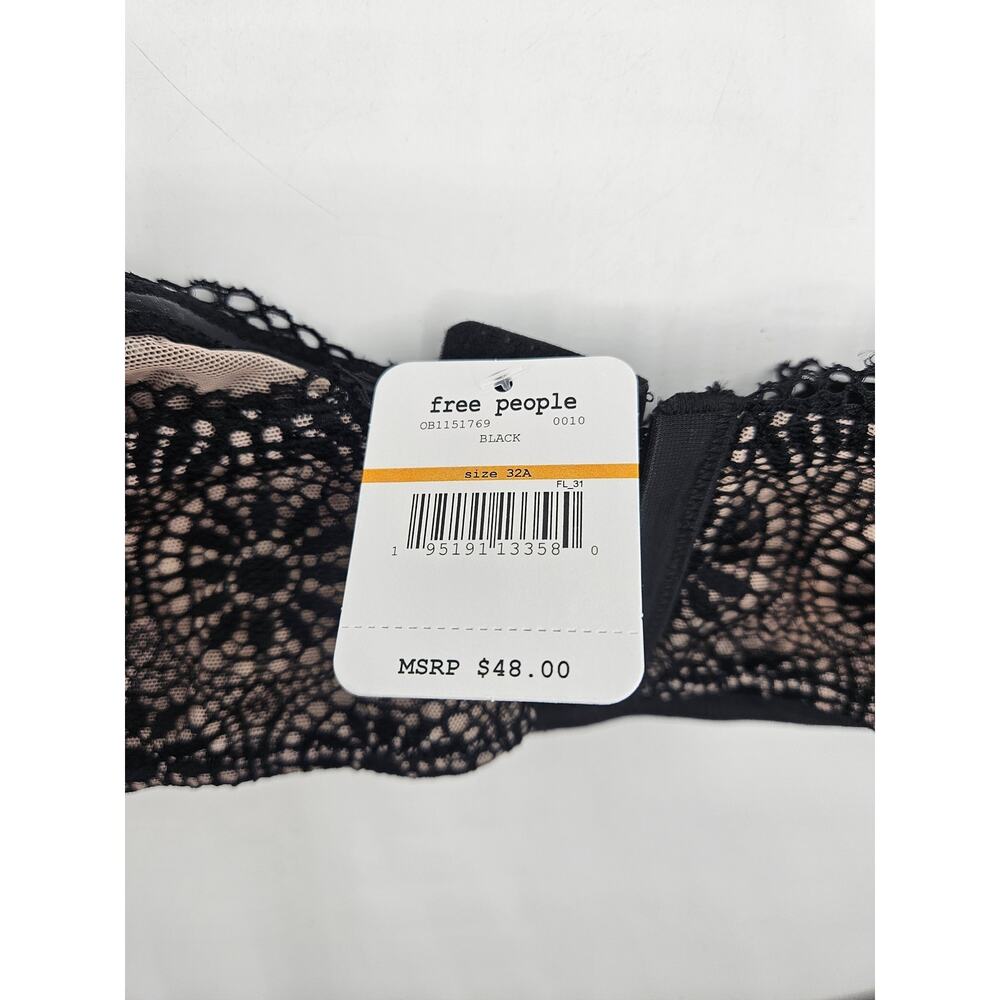 Free People Womens Starla Black Underwire Balconette Bra Size 32A NWT - Picture 4 of 6